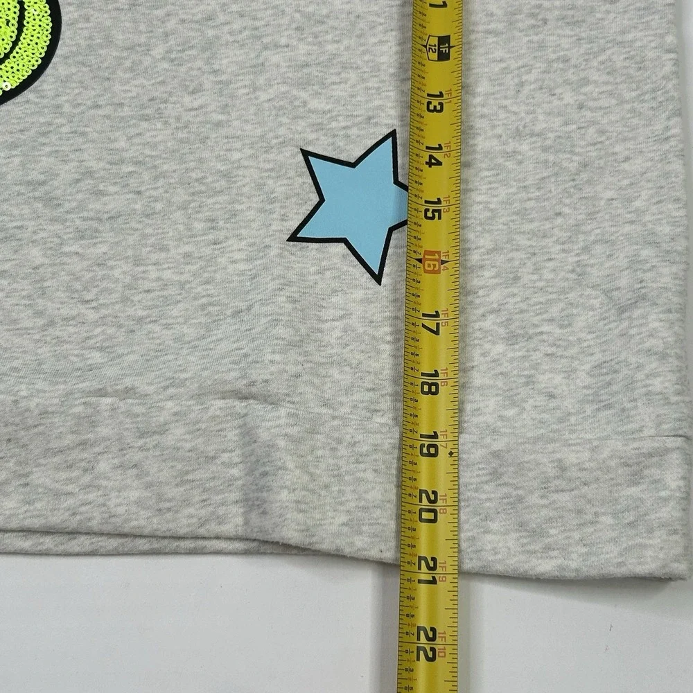 The Children's Place Sweatshirt Girls L 10/12 Gray + Multicolored Graphic Sequin